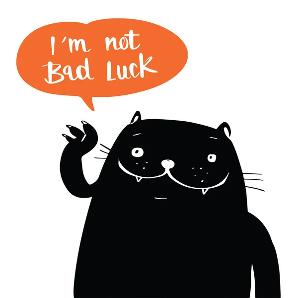 Illustration vector doodle style a black cat and i am not bad lu — Stock Vector