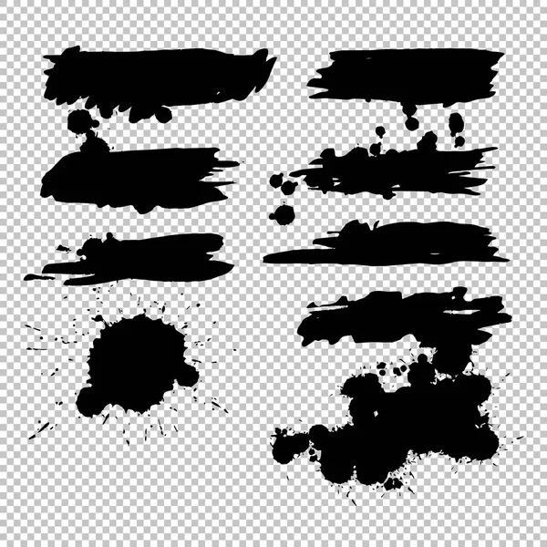 Schwarzer Tintenfleck und Strich auf transparentem Hintergrund, Vektor illu — Stockvektor