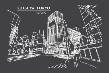 Shibuya Kavşağı, Tokyo, Japonya mürekkep Hat sanatı'geçiş.