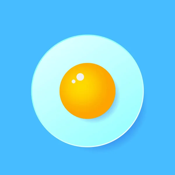 Minimalista huevo frito icono símbolo sobre fondo azul . — Vector de stock