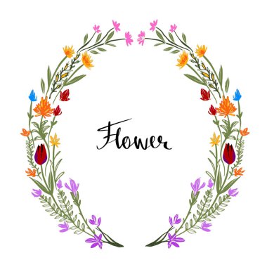 El Çizimi Çiçek Çerçeve.