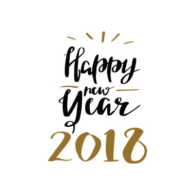 Noel ağacı ve mutlu yeni yıl 2018 yazı hat, illüstrasyon vektör tebrik ve davetiye kartı tasarımı.