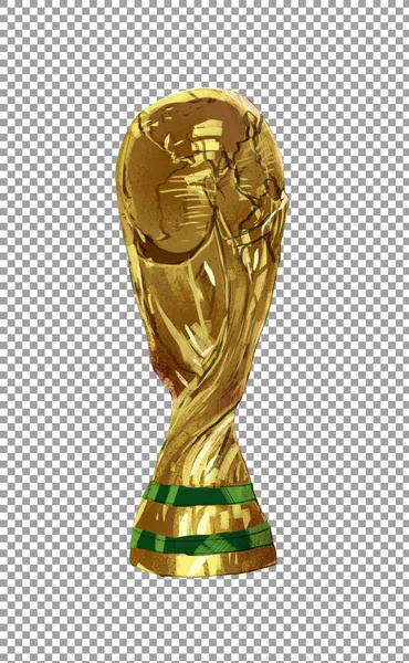 Illustration numérique art peinture style un trophée de coupe du monde d'or avec brosses texture en transparent, chemin de coupe inclus . — Photo