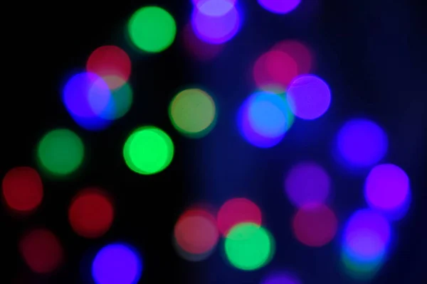 Verschwommene Weihnachtsbeleuchtung Bunt Von Bokeh Bei Nacht Licht Für Hintergrund — Stockfoto