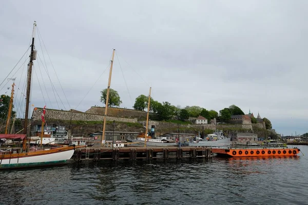 Осло Норвегия Мая 2019 Года Вид Гавань Лодок Деревянной Яхты — стоковое фото