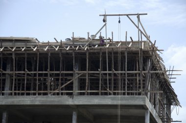 Bangkok, Tayland iş inşaat alanında bina