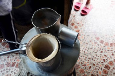 Kahve ve çay Tay tarzı eski üzerinde yapmak için paslanmaz çelik tencere 