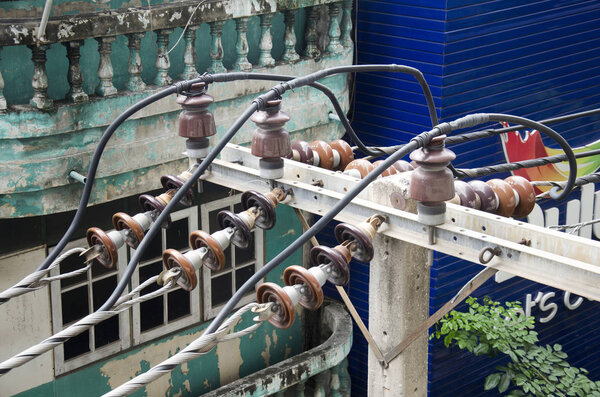 Insulator on electricity pillar or Utility pole