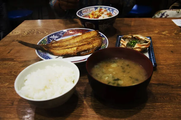 Japansk mat som ris och Donburi eller Don roe och tsubodai eller ho — Stockfoto