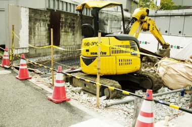 Makine inşaat site wor öğleden sonra çalışmak için bekliyor