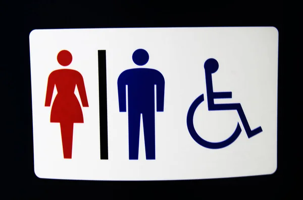 Tablica informacyjna dla toalety znak lub znaki, Ubikacja — Zdjęcie stockowe