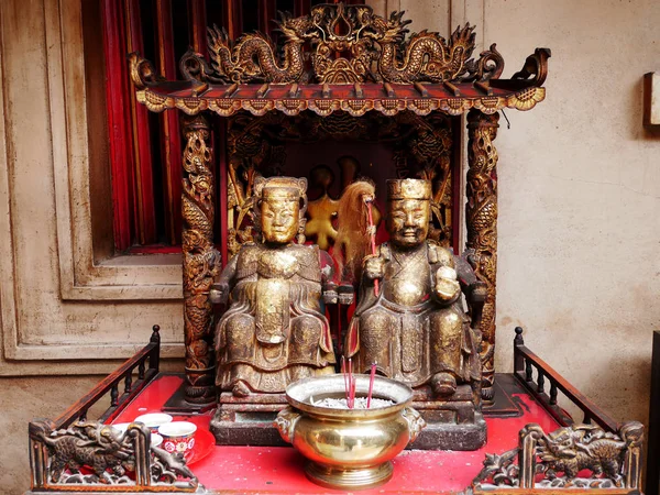 Many chinese god and angel statue in Chinese joss house at Chine