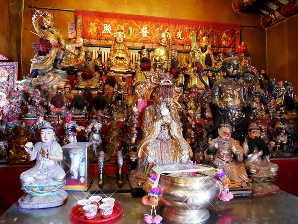Many chinese god and angel statue in Chinese shrine of Lady prin