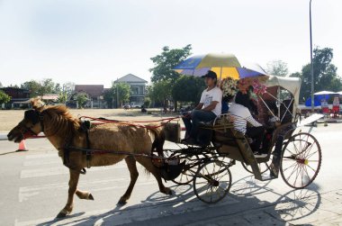 Hizmet tur atlar çizilmiş taşıma bekleyen yolcular insanlar kullanma 