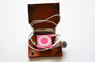 El işi hakiki deri cep tutmak kulaklık kablosu için