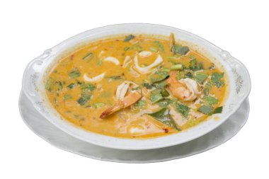 Tom yum goong deniz ürünleri yemek tarifi veya Tay deniz ürünleri Sp denilen Tayland gıda