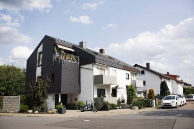 Manzara ve cityscape Sandhausen dis, trafik yolu ile görüntüleme