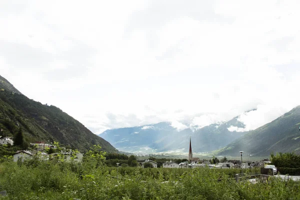 View landscape of Silandro city in Schnals city in Bolzano, Aust — Stock Photo, Image