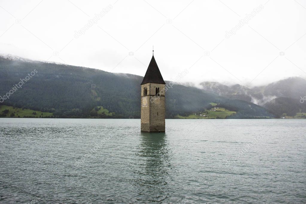 Campanile di curon venosta vecchia or Submerged tower of reschen
