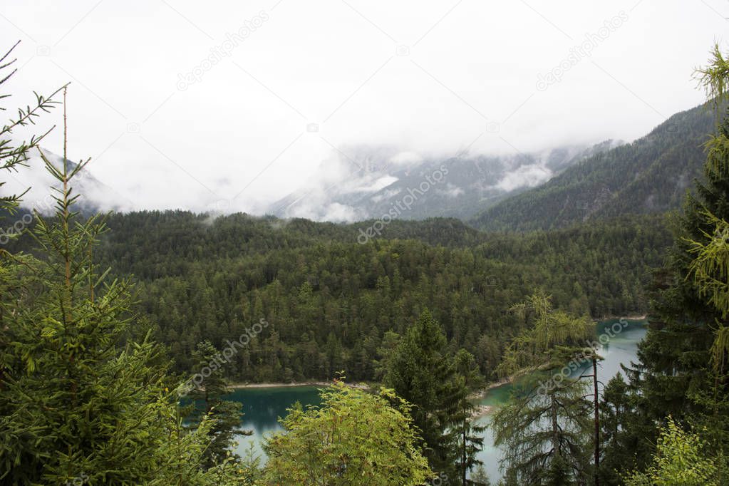 View landscape of forest and Blindsee is a lake on mountain of T