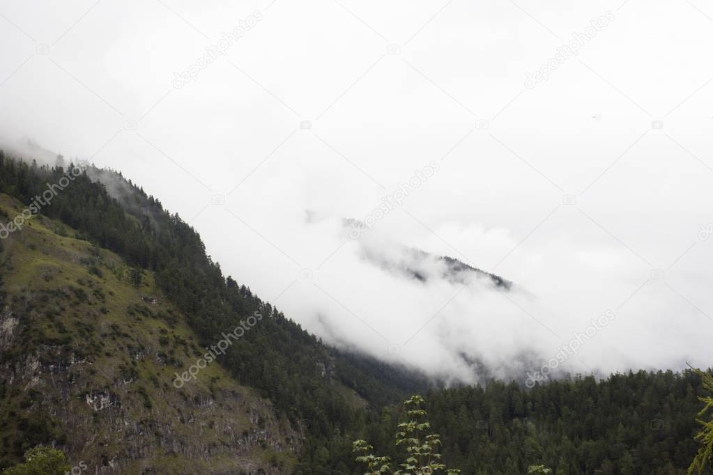 View landscape of alps mountain with clouds at viewpoint of Bibe