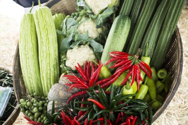 Çok taze sebze ve meyve ve Homegrown vegeta hasat