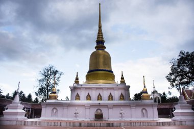 WAT phra st yağmur sırasında bu sawi tapınağın Chumphon, Tayland