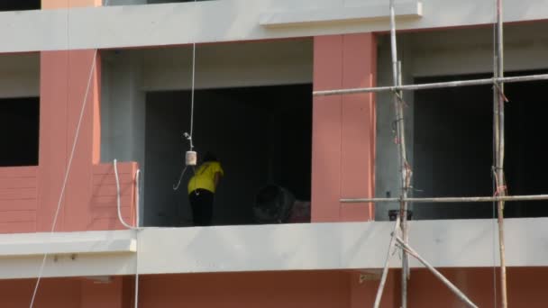 Nonthaburi Thailand March Thai People Worker Working Build Commercial Building — Stock Video