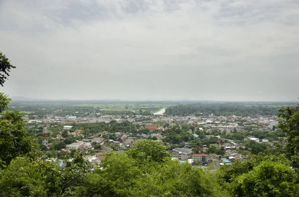 Widok Lotu Ptaka Krajobraz Gród Miasta Uthai Thani Dniu Lipca — Zdjęcie stockowe