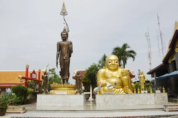 Estátua Shin Thiwali Estátua Buddha Phra Sangkatjay Feliz Sorriso Buda — Fotografia de Stock