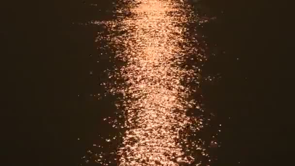 Reflectie Licht Bokeh Optreden Uit Oppervlaktewater Van Mekhong Rivier Verlichting — Stockvideo
