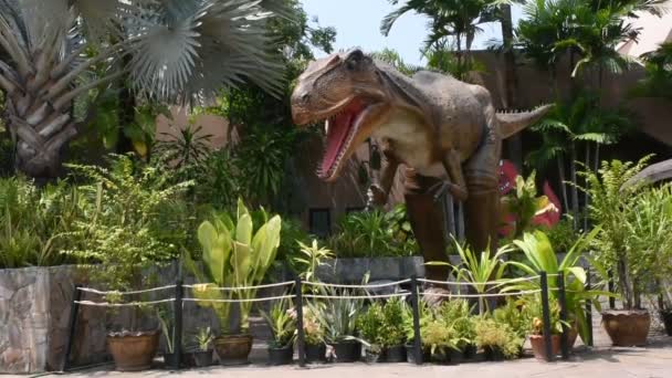 Kalasin Tailandia Octubre Modelo Dinosaurio Museo Sirindhorn Sitio Excavación Dinosaurios — Vídeo de stock