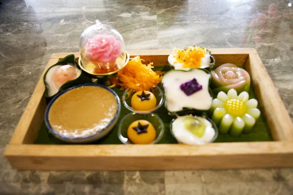 Neun Verheißungsvolle Thailändische Desserts Und Viele Süße Snacks Thailändischen Stil — Stockfoto