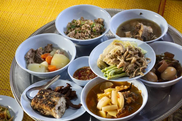 Thai Local Food Set Serve Guest People Join Married Traditional — Fotografia de Stock