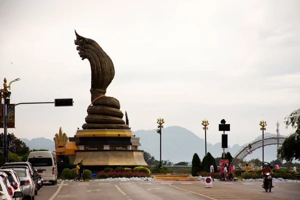 Nakhon Phanom Thailand October Naga Head Big Statue Riverside Mekong — Stock Photo, Image