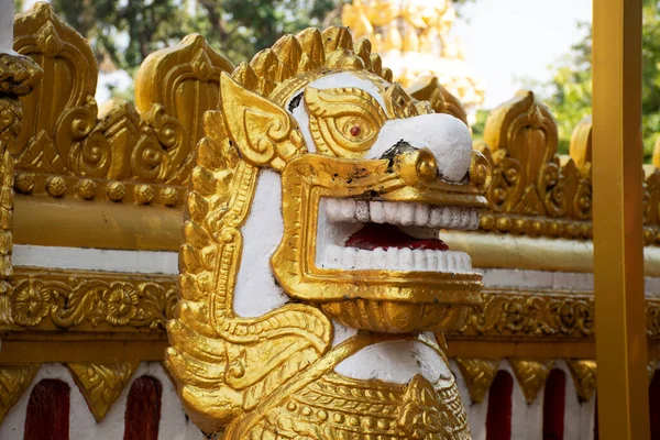 Golden Singha Statue Guardian Pagoda Stupa Wat Phra Phanom Temple — Stock Photo, Image