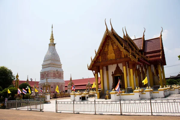 Nakhon Phanom Thailand Outubro Pagode Cor Rosa Branca Stupa Wat — Fotografia de Stock