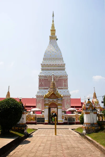 Nakhon Phanom Thailand October Pink White Color Pagoda Stupa Wat — 图库照片
