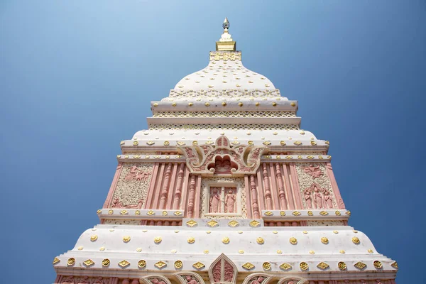 Pink White Color Pagoda Stupa Wat Phra Renu Nakhon Temple — Stock Photo, Image