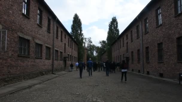 Oswiecim Polónia Setembro Pessoas Polonesas Polonesas Viajantes Estrangeiros Visitam Excursões — Vídeo de Stock