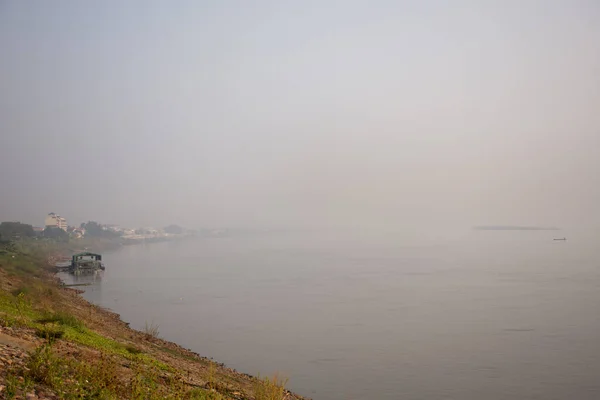 Ver Paisaje Mukdahan Río Mekhong Por Mañana Mukdahan Tailandia — Foto de Stock