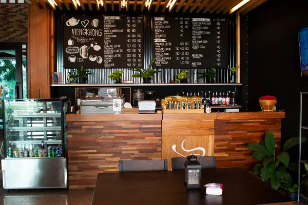 Mukdahan Tailandia Octubre Muebles Decoración Interior Cafetería Con Brebaje Barista — Foto de Stock