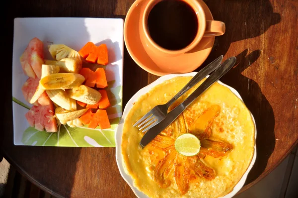 Sarapan Amerika Atau Sarapan Kontinental Gaya Bali Ruang Makan Pagi — Stok Foto