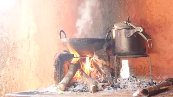 Nepalese People Use Retro Kitchenware Cooking Food Nepal Style Local — Stock Video