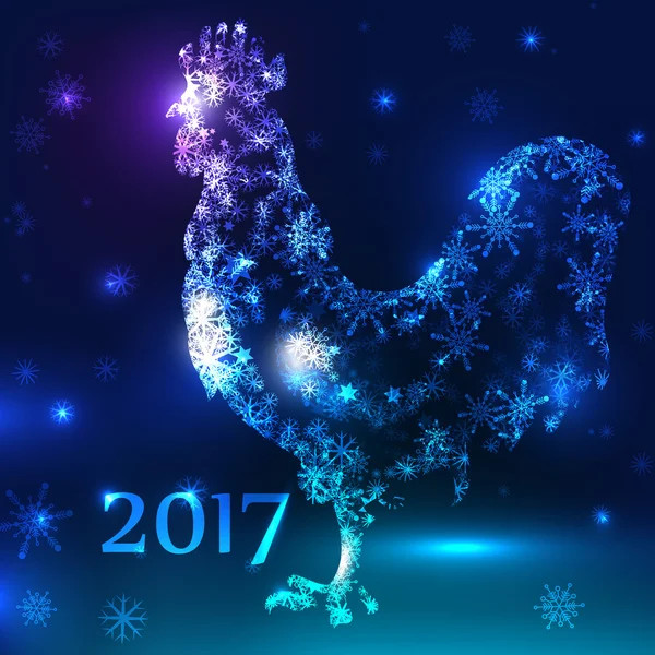 Gallo ardente vettoriale nel giorno di Capodanno 2017. Simbolo del 2017 del calendario cinese. Il nuovo anno è un simbolo del 2017 . Illustrazioni Stock Royalty Free