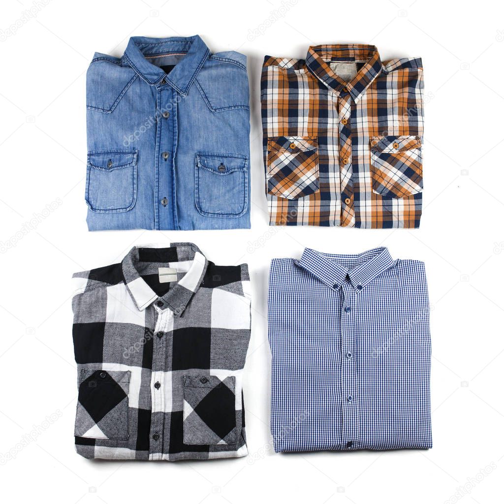 Men's shirts. Flat lay, top view.