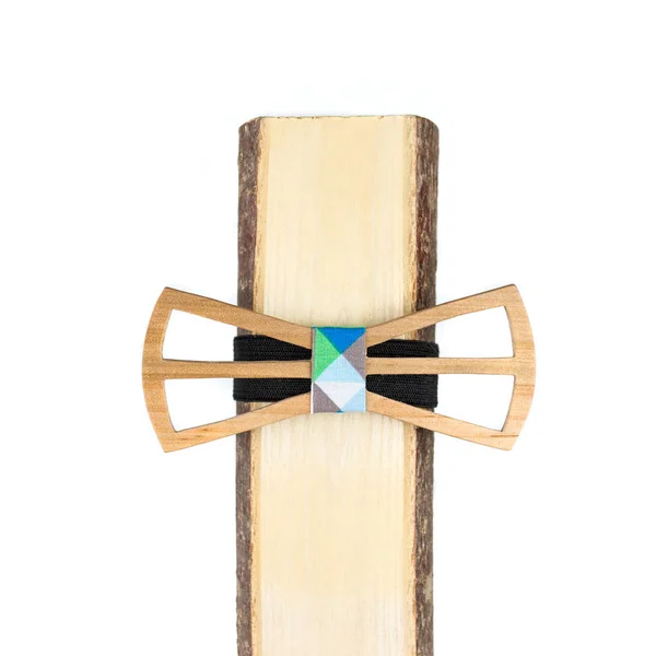Madeira laço gravata em um fundo branco — Fotografia de Stock