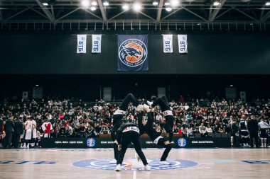 Minsk, Belarus - 11 Şubat: Tsmoki - Minsk (Belarus) ve Cska (Rusya) arasında 11 Şubat 2018 tarihinde Minsk, Belarus 'ta oynanan basketbol maçı