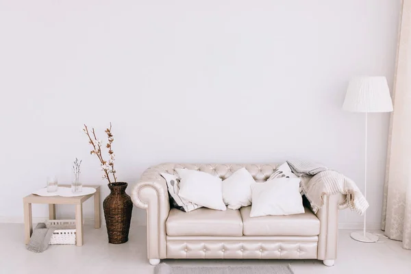 Sala de estar elegante com sofá confortável — Fotografia de Stock