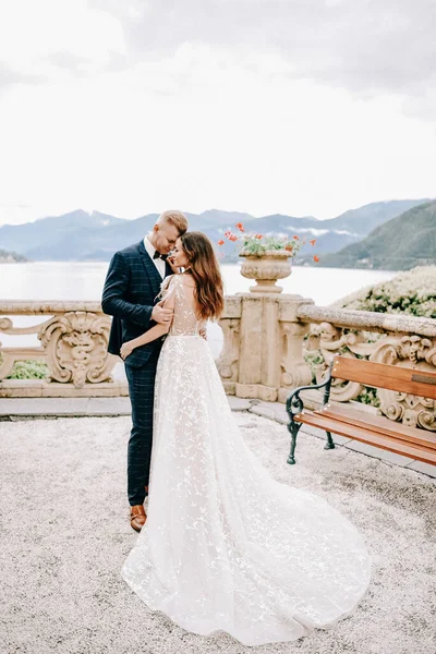 portrait of Gorgeous wedding couple in Italy